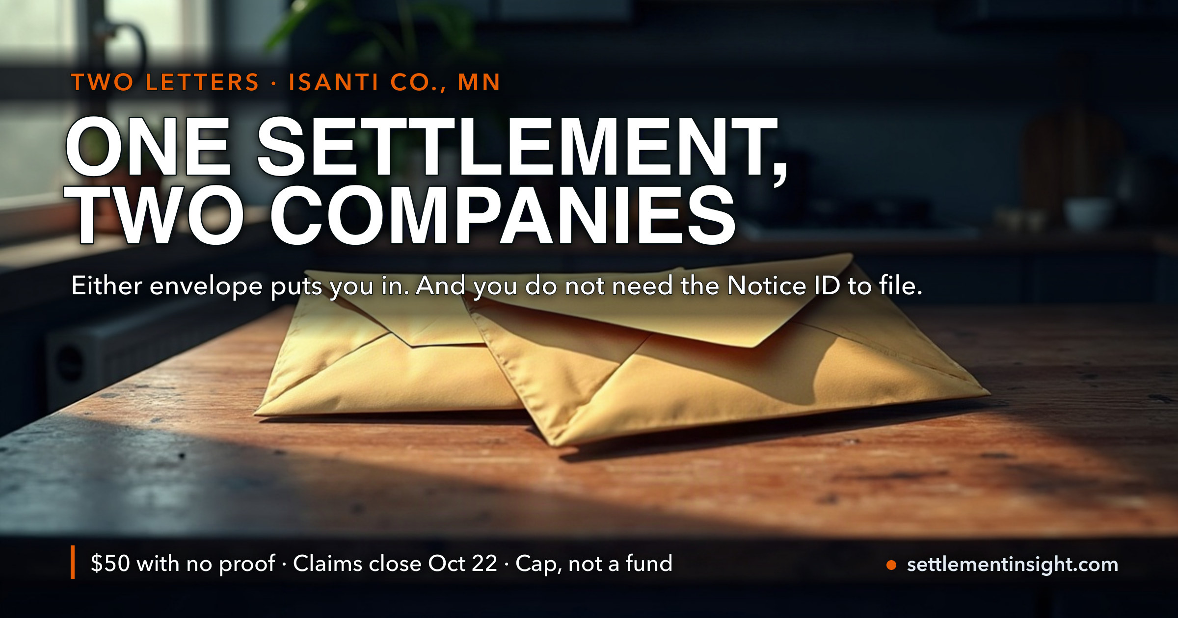 Two Companies, One Address, Two Different Letters — and a Single $850,000 Settlement That Closes October 22. You Do Not Need the Notice ID, and the Official Documents Disagree About Which Receipts Count. — key figures at a glance