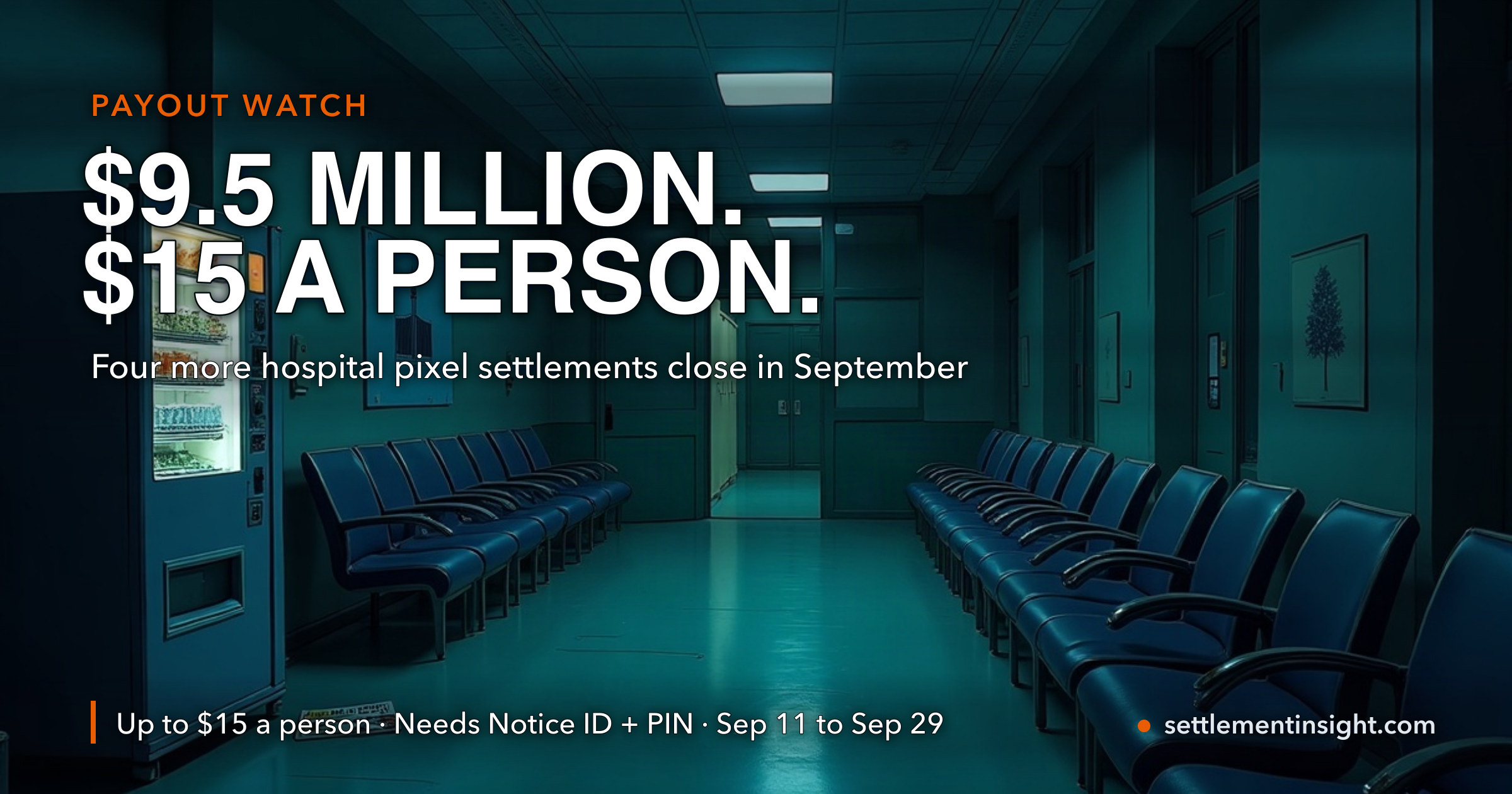 $9.5 Million, $15 a Person, and a PIN You Probably Deleted: Four More Hospital Pixel Settlements Close in September — key figures at a glance