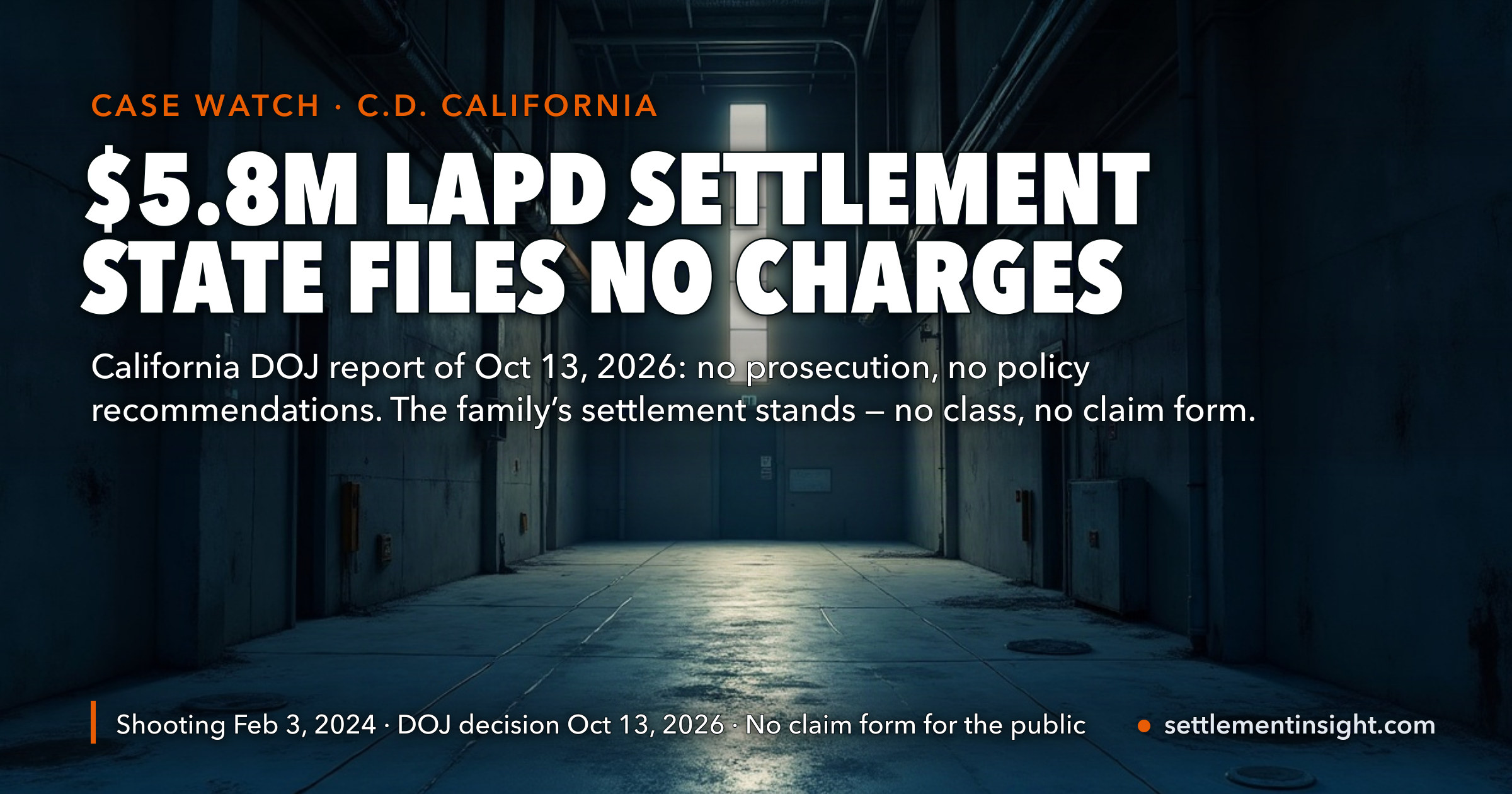After the $5.8 Million LAPD Settlement, No Criminal Case: California’s Justice Department Said on October 13, 2026 It Will Not Charge the Officer Who Shot a Man Holding a Plastic Fork — key figures at a glance