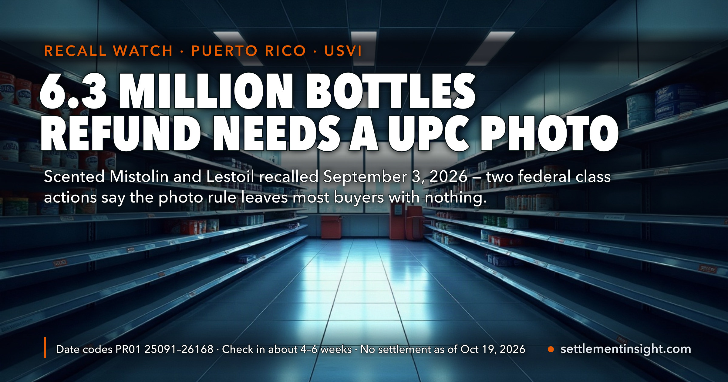 Lestoil and Mistolin Recall: 6.3 Million Bottles, a Refund Only If You Can Photograph the UPC — and Two Federal Lawsuits Since September 8 Saying Most Buyers Get Nothing — key figures at a glance