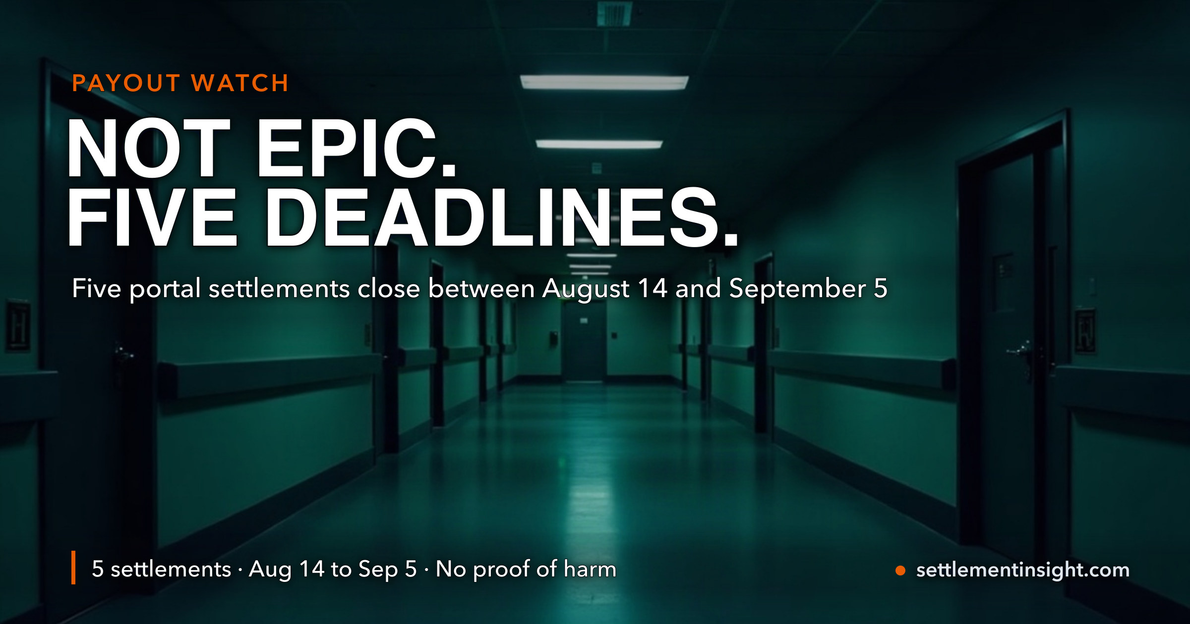 Searching 'MyChart Lawsuit' for Your State Finds Nothing — Epic Isn't the Defendant. Five Portal Settlements Close Within 27 Days, Starting With a Flat $50 on August 14 — key figures at a glance
