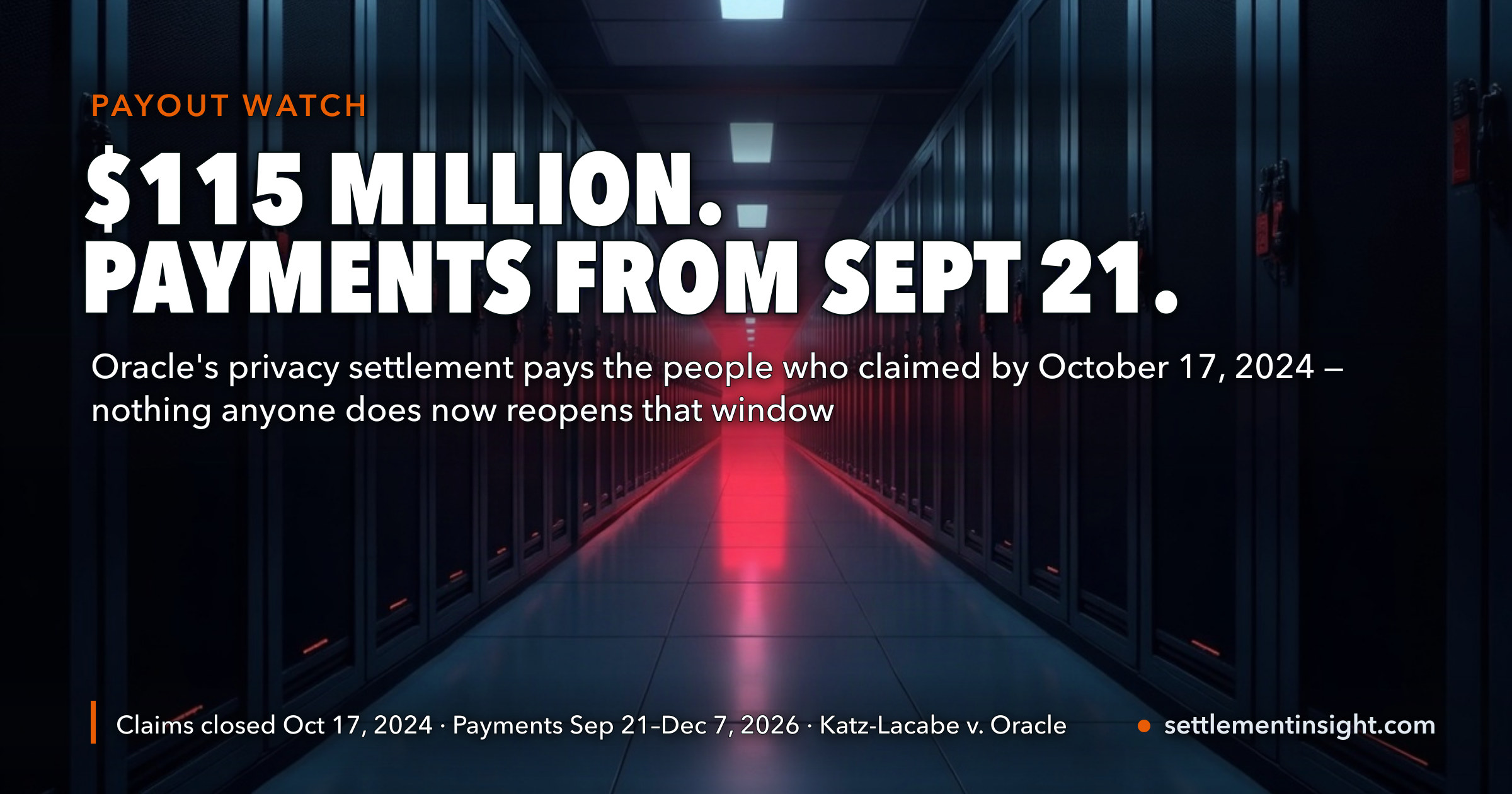 Oracle’s $115 Million Privacy Settlement Starts Paying on September 21 — but the Claim Deadline Was October 17, 2024, and Nothing Anyone Does Now Can Reopen It — key figures at a glance