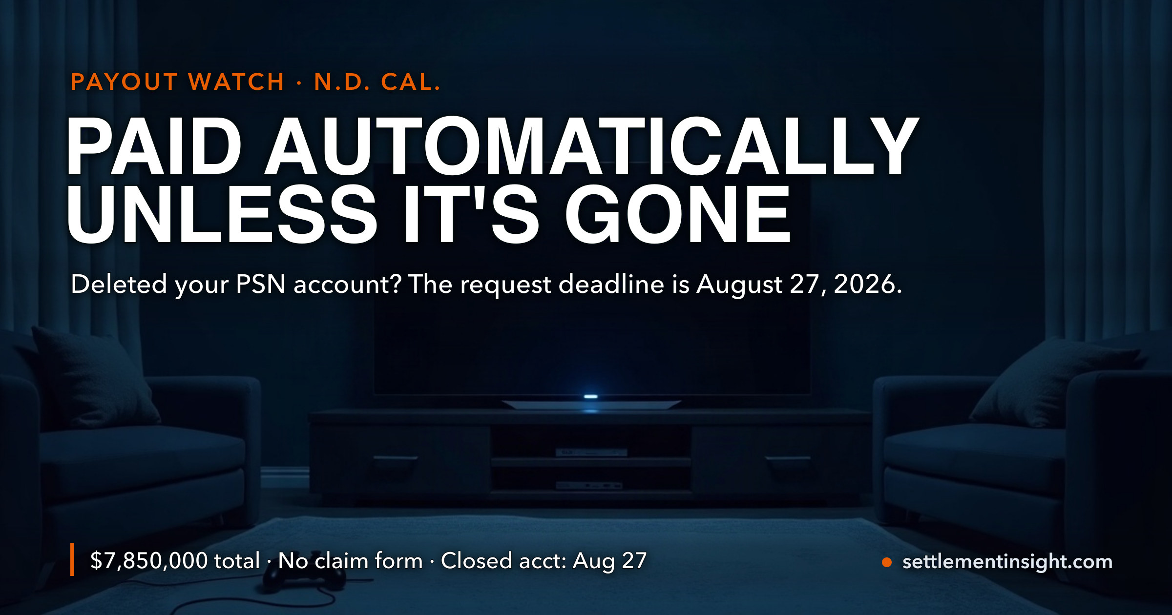 Sony Owes Millions of PlayStation Accounts Money and Almost Nobody Has to File. If You Deleted Your Account, You Have Until August 27. — key figures at a glance
