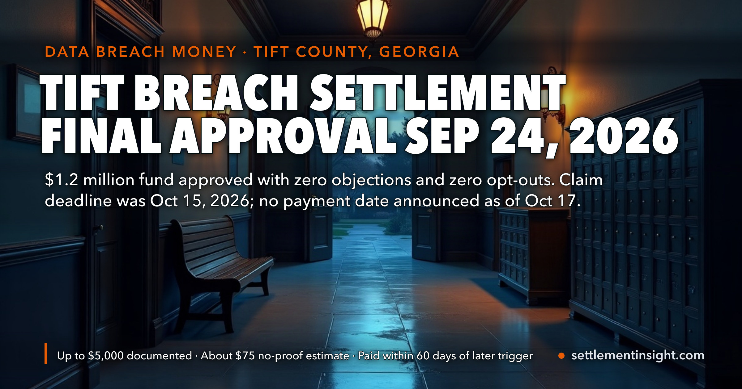 Tift Regional Health System’s $1.2 Million Breach Settlement Won Final Approval on September 24 With Zero Objections and Zero Opt-Outs — Claims Closed October 15, and No Payment Date Has Been Announced — key figures at a glance