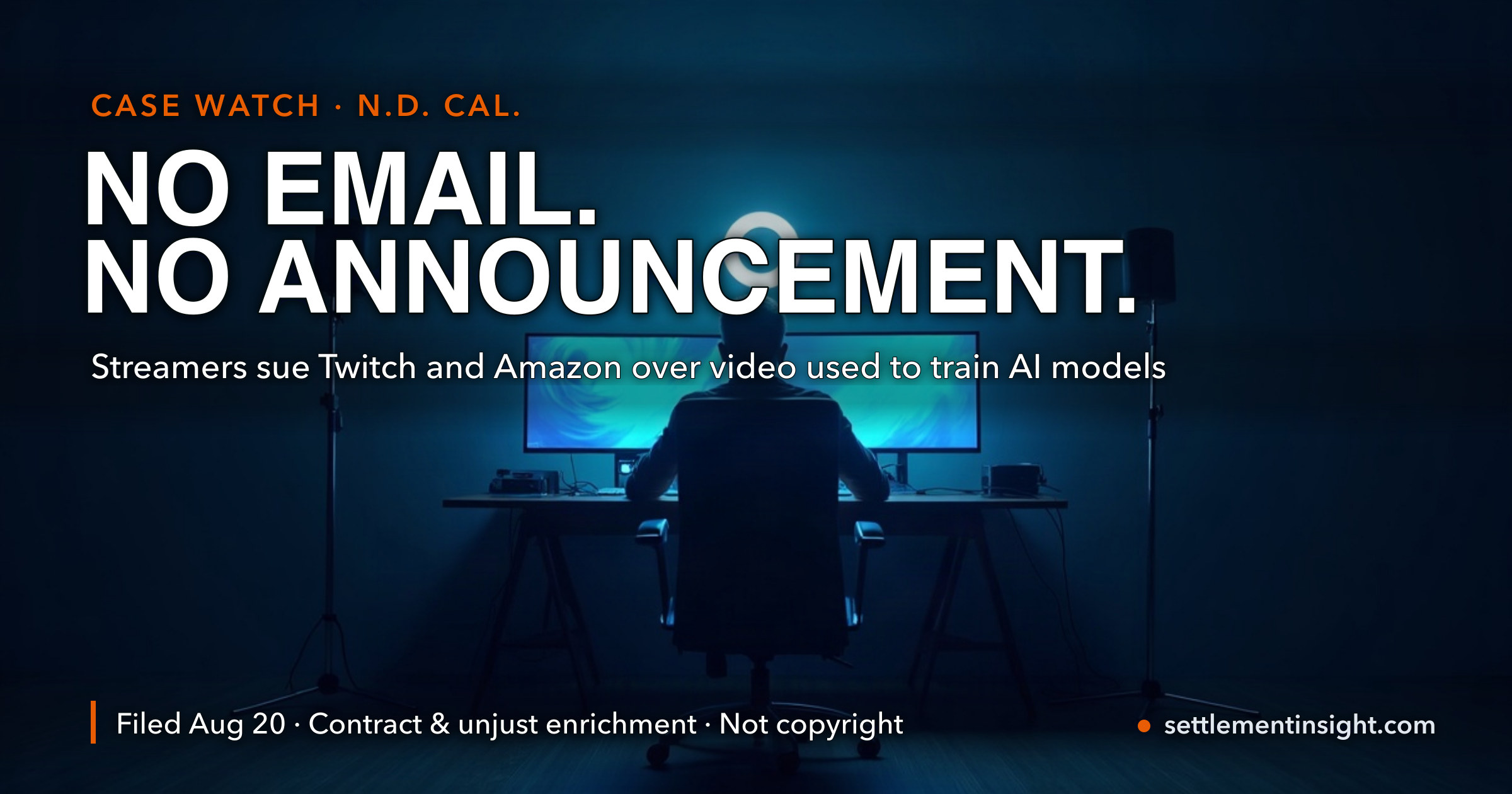 Streamers Sue Twitch and Amazon Over AI Training — 'No Email, No Pop-Up, No Announcement' — key figures at a glance