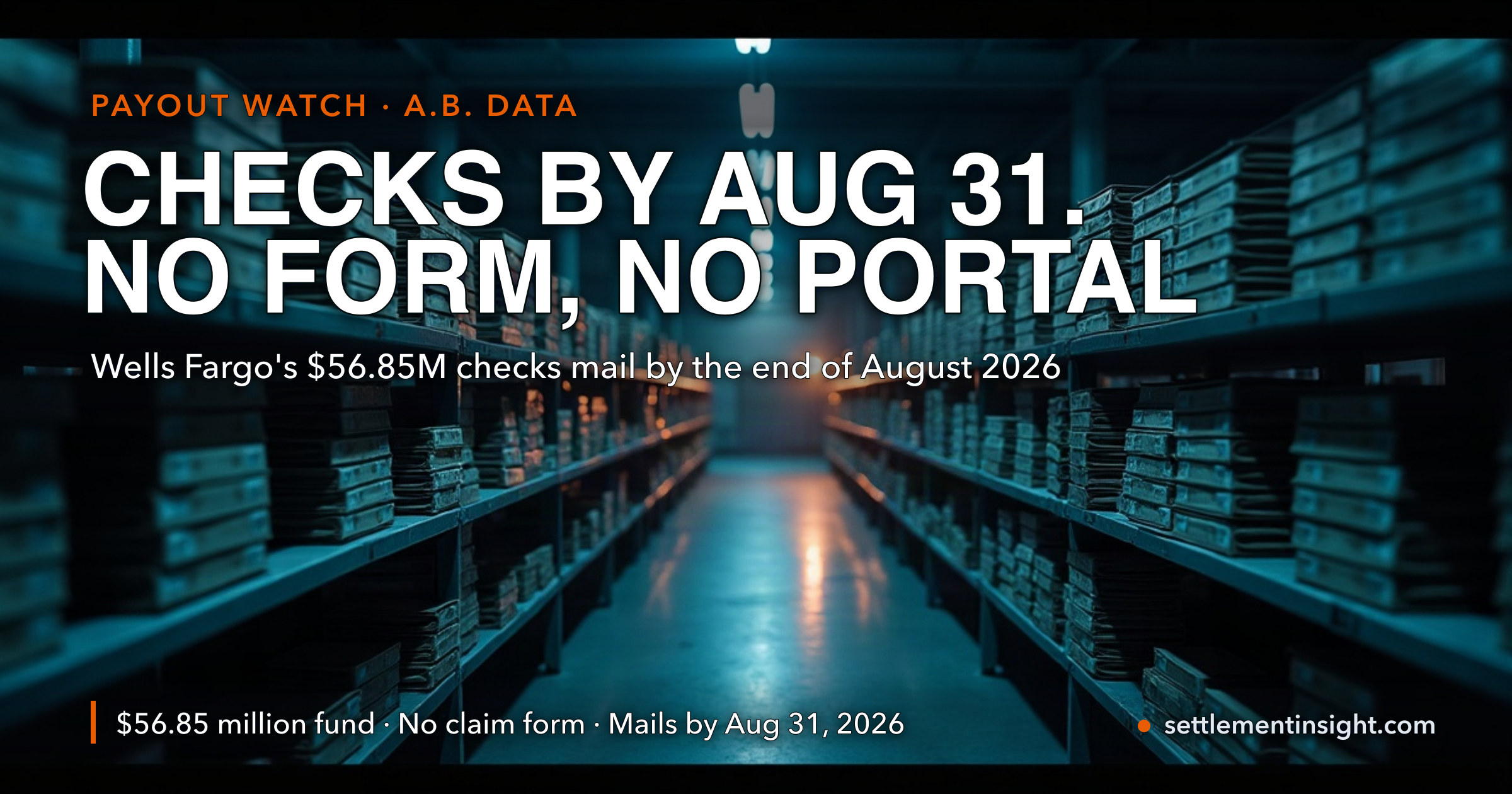 'The Check Is in the Mail' — Officially, This Time: Wells Fargo's $56.85M CARES Act Checks Must Go Out by August 31, and Nobody Has Named the Amount — key figures at a glance