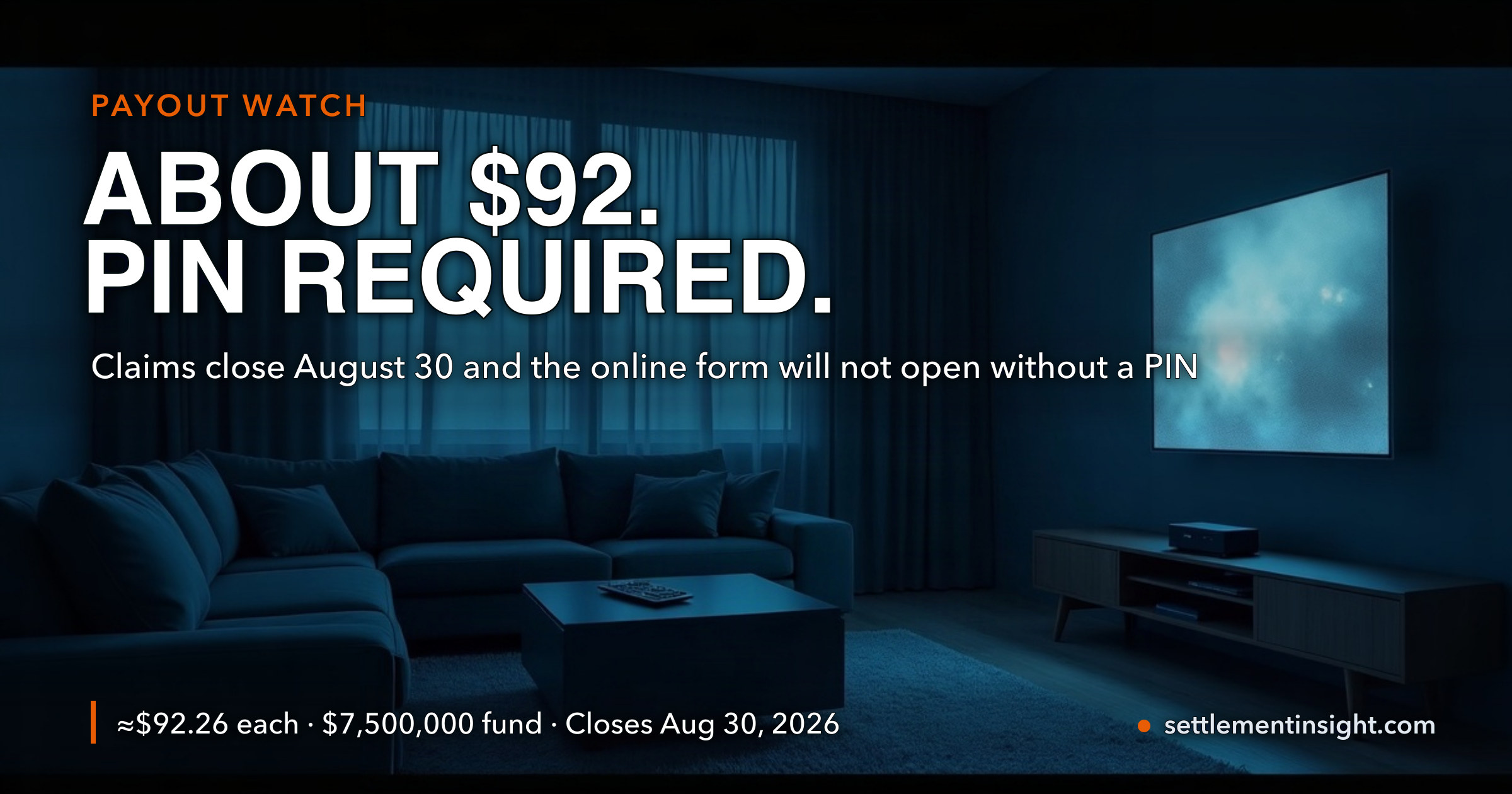 Google's YouTube TV Settlement Pays About $92 — Nine Times a Typical Breach Check. Claims Close August 30, and the Online Form Will Not Open Without a PIN — key figures at a glance